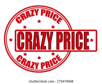 Stamp with text crazy price inside, vector illustration