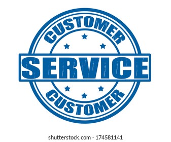  Stamp with text customer service inside, vector illustration