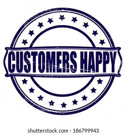 Stamp with text customers happy inside,vector illustration