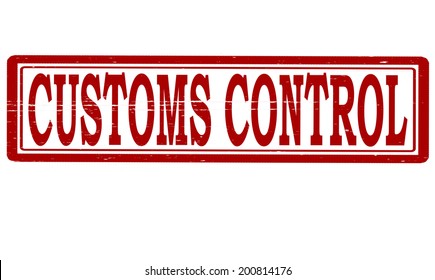 Stamp with text customs control inside, vector illustration