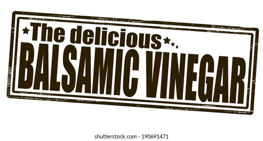 Stamp with text delicious balsamic vinegar inside, vector illustration