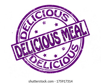 Stamp with text delicious meal inside, vector illustration