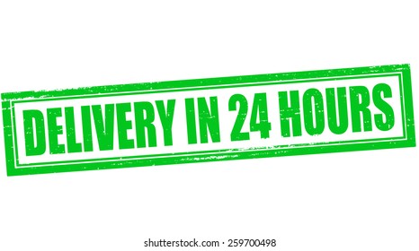 Stamp with text delivery in twenty four hours inside, vector illustration