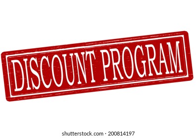 Stamp with text discount program inside, vector illustration