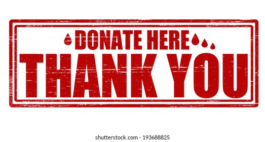Stamp with text donate here inside, vector illustration