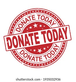 Stamp with text donate today inside, vector illustration