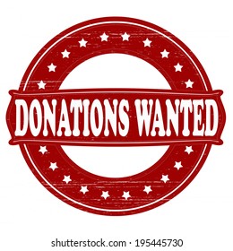 Stamp with text donations wanted inside, vector illustration