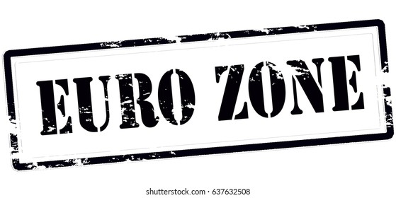 Stamp with text euro zone inside, vector illustration