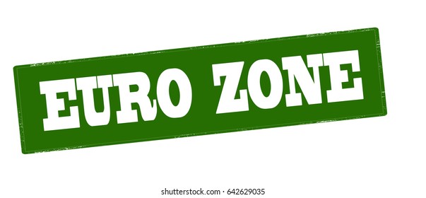 Stamp with text euro zone inside, vector illustration