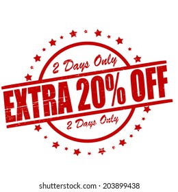 Stamp with text extra twenty percent off inside, vector illustration