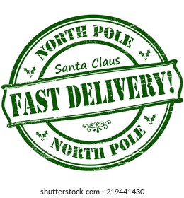 Stamp with text fast delivery inside, vector illustration