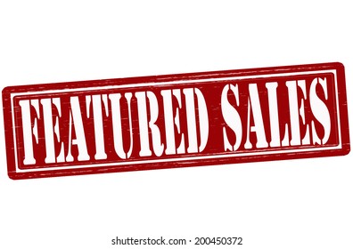 Stamp with text featured sales inside, vector illustration