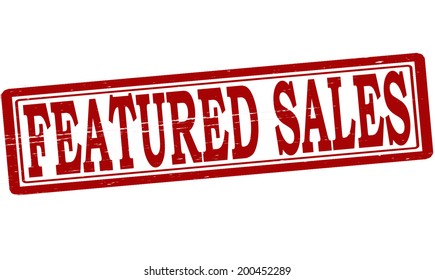 Stamp with text featured sales inside, vector illustration