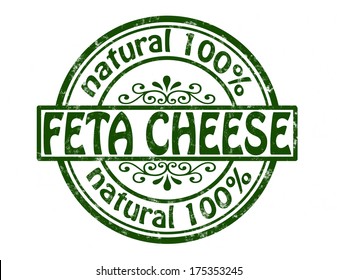 Stamp with text feta cheese inside, vector illustration