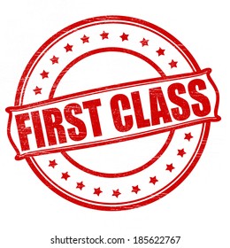Stamp with text first class inside,vector illustration