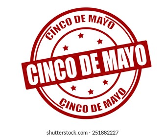 Stamp with text five of may in Spanish language inside, vector illustration