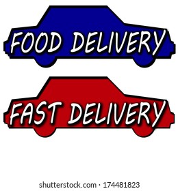 Stamp with text food and fast delivery inside, vector illustration