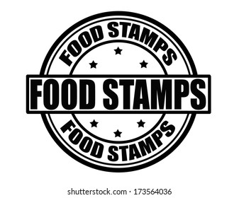 Stamp with text food stamps inside, vector illustration