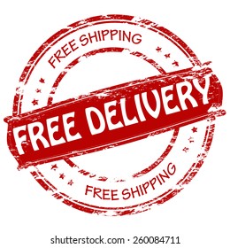 Stamp with text free delivery inside, vector illustration