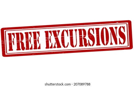 Stamp with text free excursion inside, vector illustration