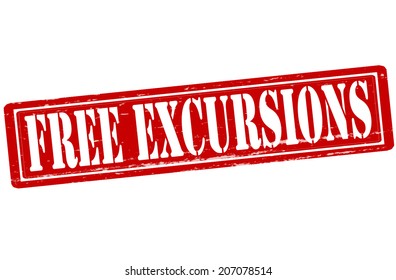 Stamp with text free excursions inside, vector illustration