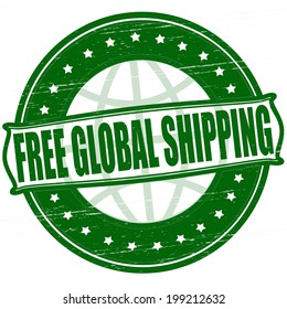 Stamp with text free global shipping inside, vector illustration