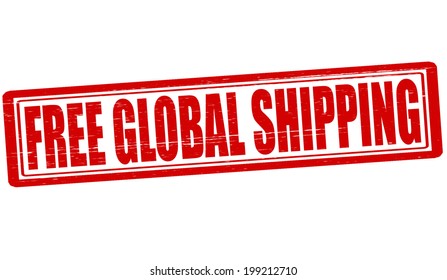 Stamp with text free global shipping inside, vector illustration