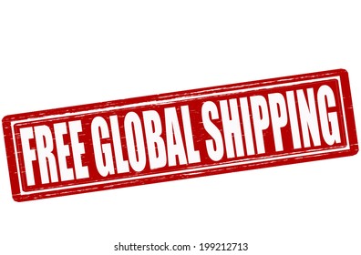 Stamp with text free global shipping inside, vector illustration