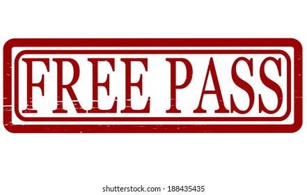Stamp with text free pass inside,vector illustration