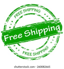Stamp with text free shipping inside, vector illustration