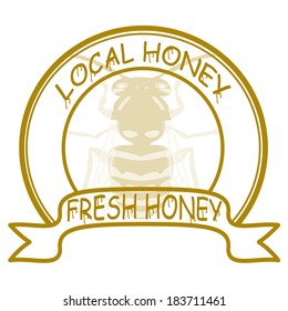 Stamp with text fresh honey inside,vector illustration