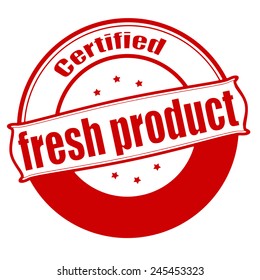 Stamp with text fresh product inside, vector illustration