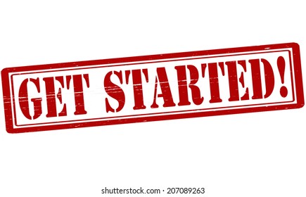 Stamp with text get started inside, vector illustration
