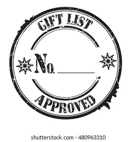 stamp with text "gift list approved" isolated on white background.
