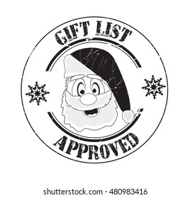 stamp with text "gift list approved" isolated on white background.