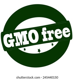 Stamp with text GMO free inside, vector illustration