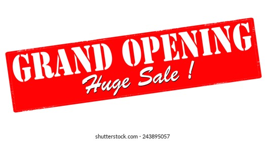 Stamp with text grand opening inside, vector illustration