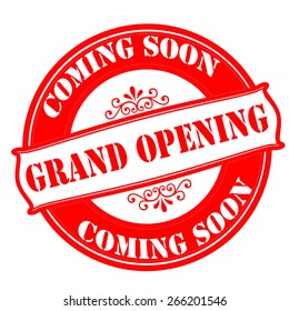Stamp with text grand opening inside, vector illustration