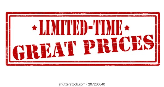 Stamp with text great prices inside, vector illustration
