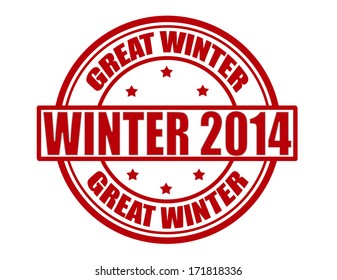 Stamp with text great winter inside, vector illustration