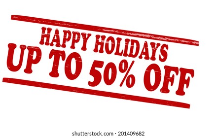 Stamp with text Happy Holidays inside, vector illustration