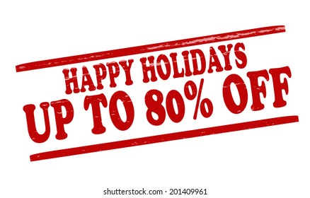 Stamp with text Happy Holidays inside, vector illustration