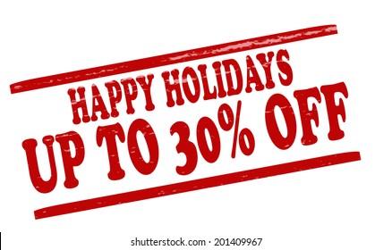 Stamp with text Happy Holidays inside, vector illustration