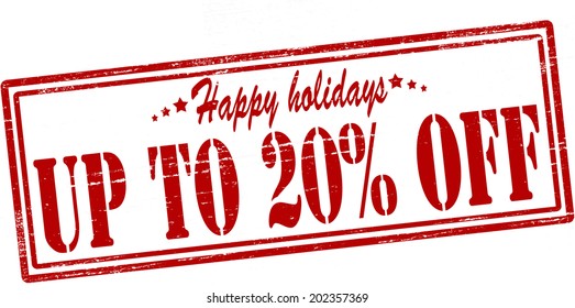 Stamp with text Happy Holidays inside, vector illustration