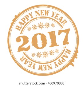 stamp with text "Happy new year 2017" isolated on white background. Vector illustration