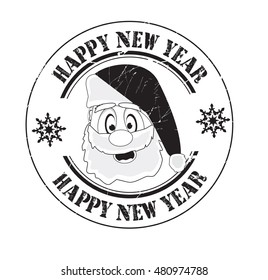 stamp with text "Happy new year" isolated on white background. Vector illustration