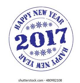 stamp with text "Happy New Year 2017" isolated on white background.