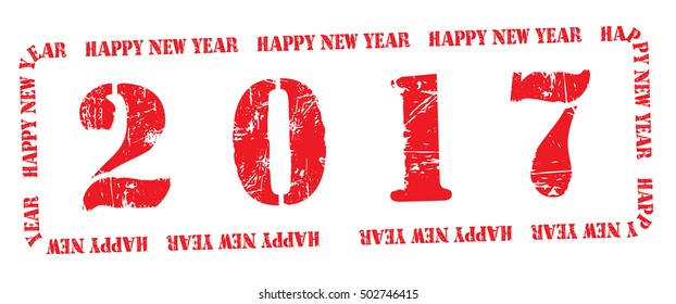 stamp with text "happy new year 2017" isolated on white background. vector illustration