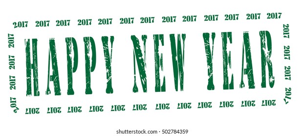 stamp with text "happy new year 2017" isolated on white background. vector illustration