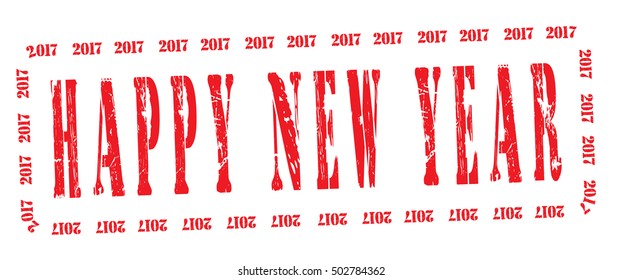 stamp with text "happy new year 2017" isolated on white background. vector illustration